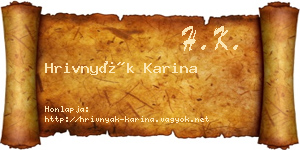 Hrivnyák Karina névjegykártya